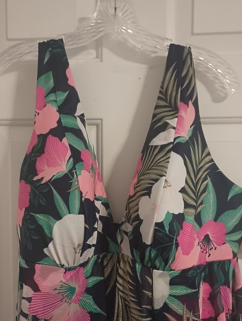 Lane Bryant Navy Tropical Floral One-Piece Swimsuit with Pink & Green Print - Picture 6 of 10